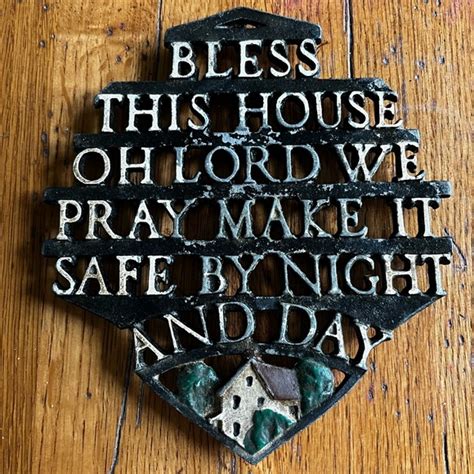 metal trivet sign for antique house|Bless This House Oh Lord We Pray Metal Trivet Vintage '50/60s .